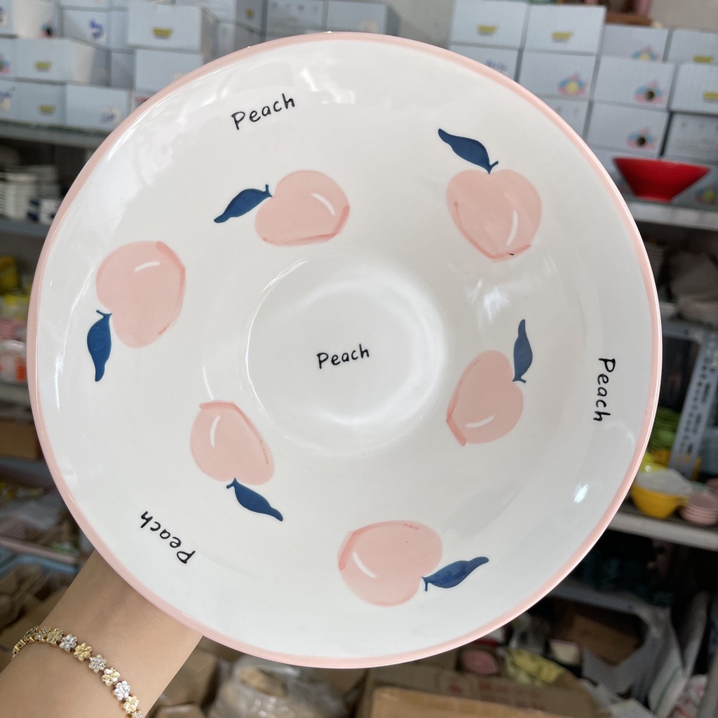 Bát đĩa gốm sứ decor siêu đẹp set đào 15 món cho bé cực xinh yêu
