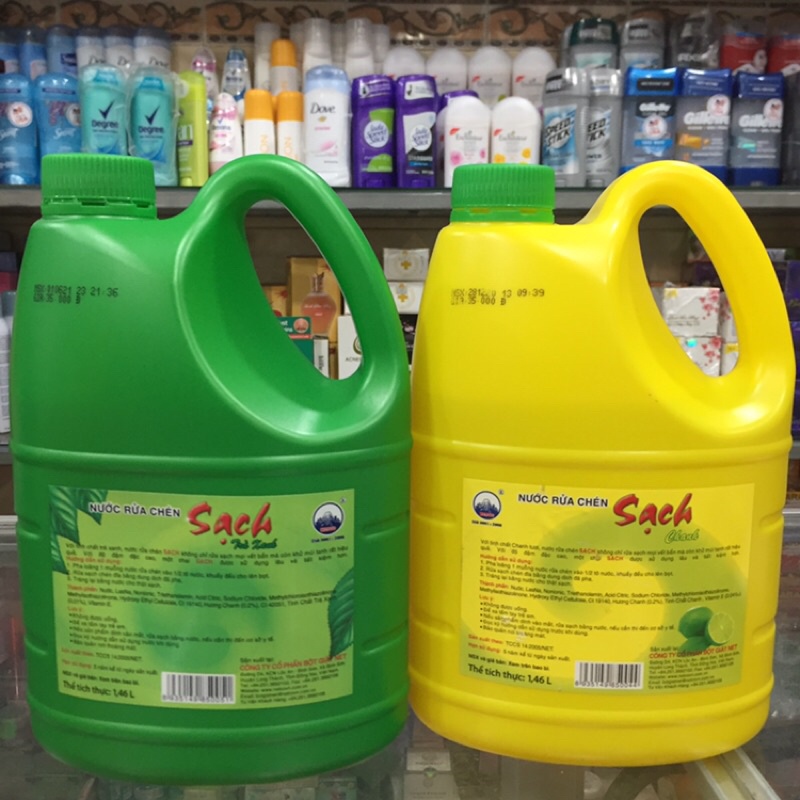 Nước rửa chén Net Sạch Vitamin E hương Chanh/Trà Xanh can 1,5kg