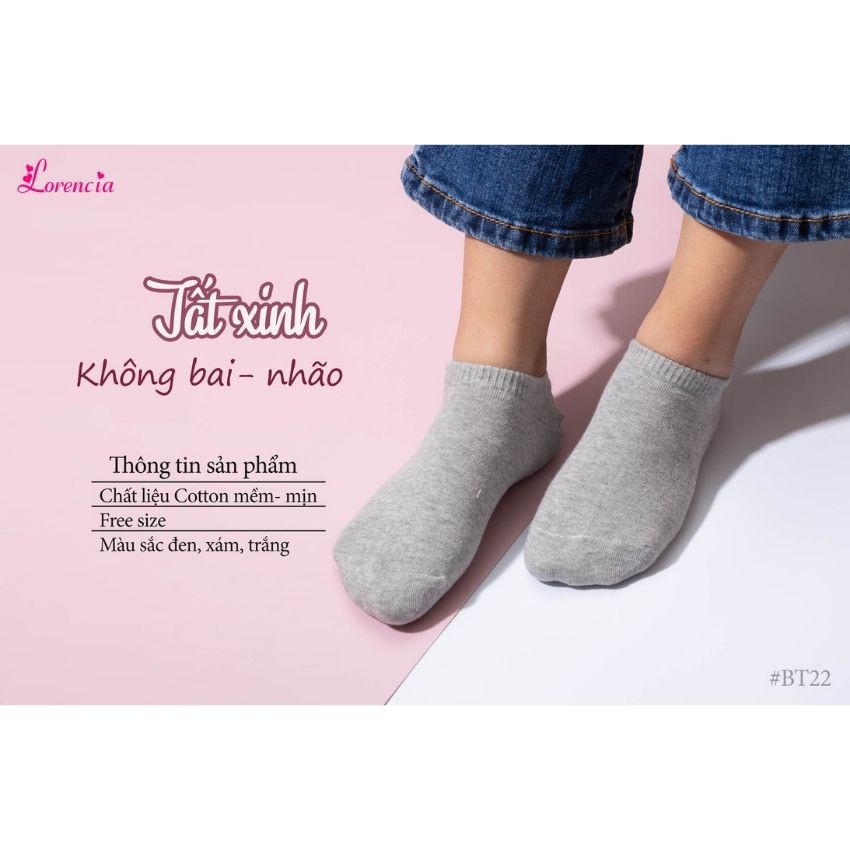 (LORENCIA) TẤT NỮ CỔ NGẮN - KHÁNG KHUẨN - THỜI TRANG - MỀM ÊM ẤM