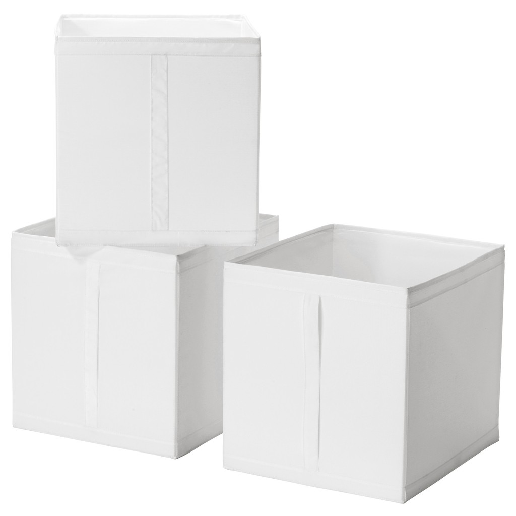 Bộ 3 hộp vải đựng đồ IKEA SKUBB - Trắng