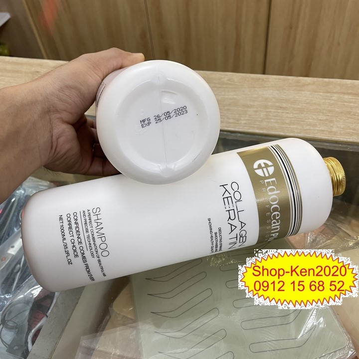 Dầu gội xả Edocean Collagen Keratin Plus 1000ml phục hồi kích thích mọc tóc