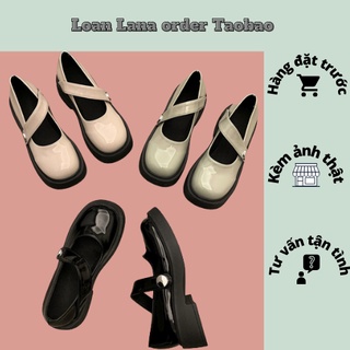 GIÀY ĐẾ BỆT MŨI TRÒN QUAI CHÉO DA BÓNG