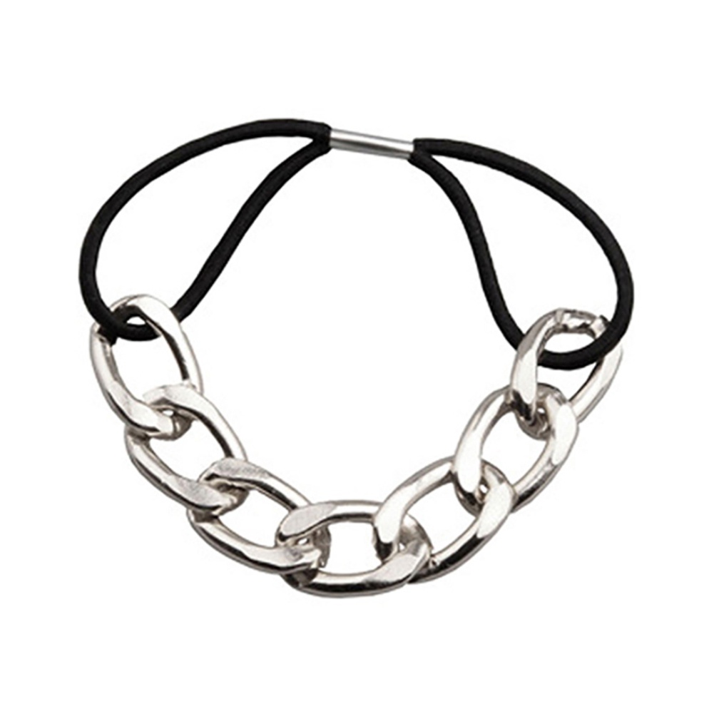 Dây Cột Tóc Co Giãn Hình Mắt Xích Kim Loại Phong Cách Hàn Quốc Cho Nữ