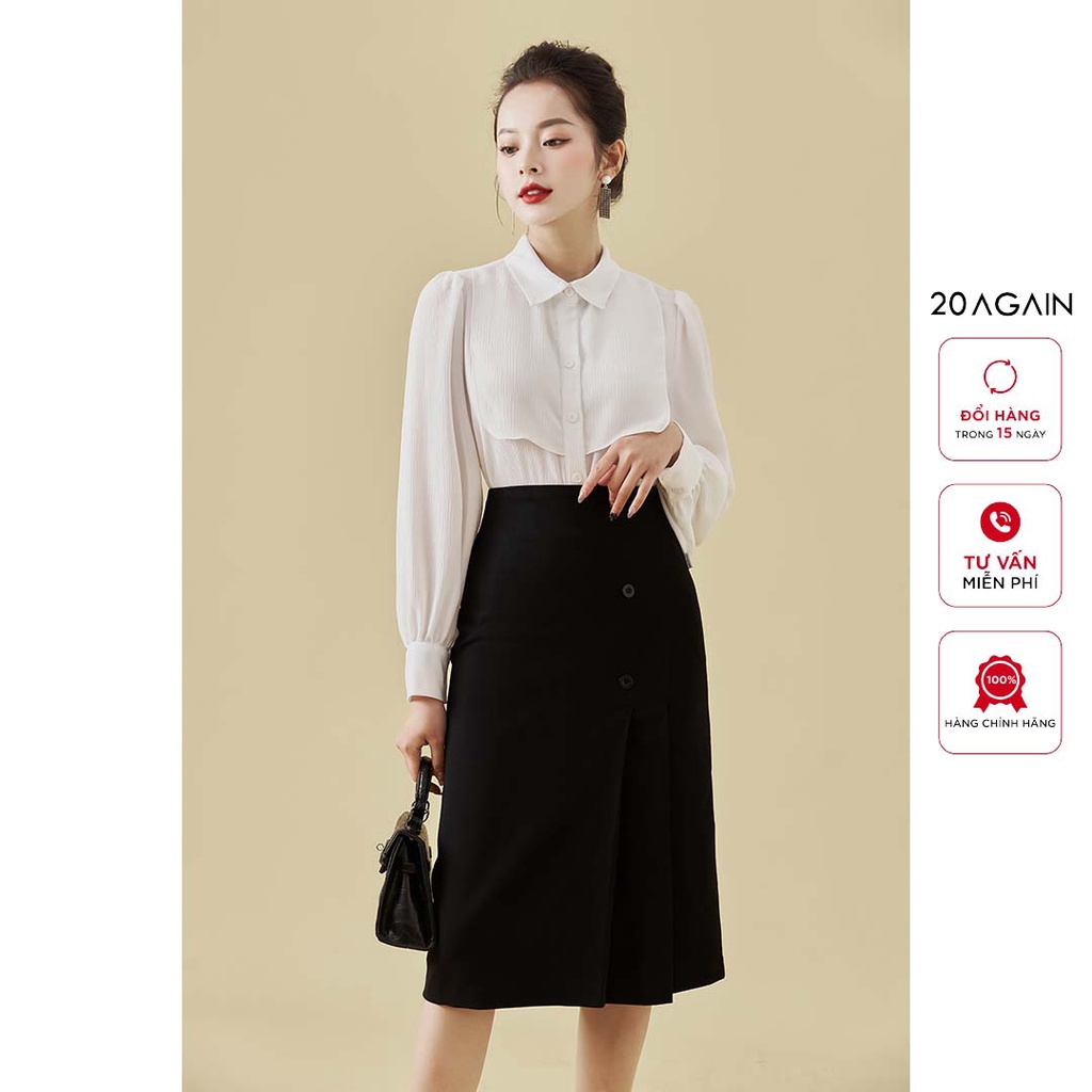 Chân váy bút chì xếp ly20AGAIN, phong cách công sở thanh lịch JDA2164 | BigBuy360 - bigbuy360.vn