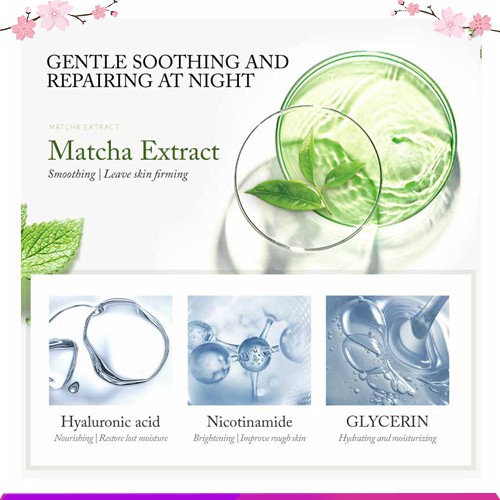 Mặt Nạ Ngủ Trà Xanh Laikou Matcha Dưỡng Trắng, Giữ Ẩm, Ngăn Mụn - Sleeping Face Mask