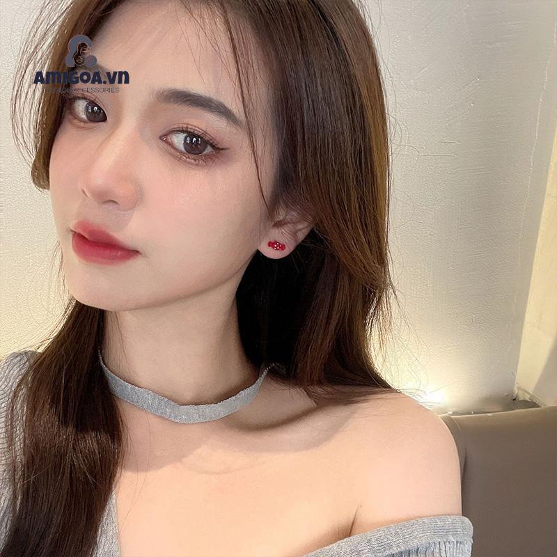 ✨✨Bộ Khuyên Tai Xỏ Lỗ Họa Tiết Phun Sơn Màu Đơn Giản Tươi Mới Cho Nữ
