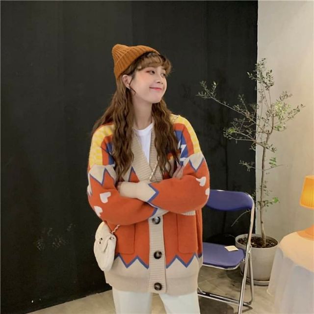 Hàng Sẵn_ Áo khoác len nữ thu đông sắc màu ulzzang