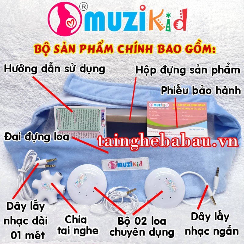 TAI NGHE BÀ BẦU MUZIKID MÀU XANH - HÀNG CHÍNH HÃNG - TAINGHEBABAU.VN
