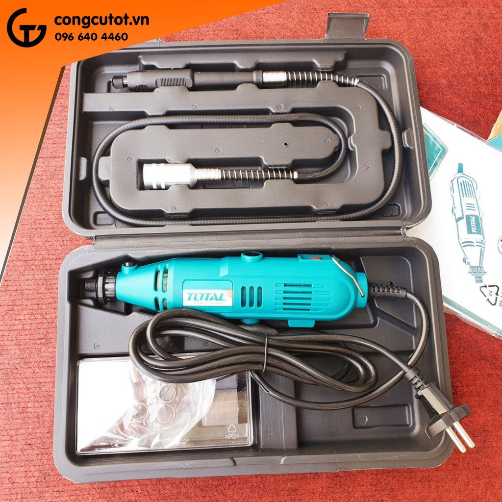 Bộ máy khoan mài đa năng điều tốc cốt 3.2ly 130W Total TG501032 và 100 phụ kiện