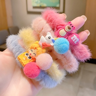 Dây cột tóc lông nhung họa tiết hoạt hình phong cách Hàn Quốc dễ thương