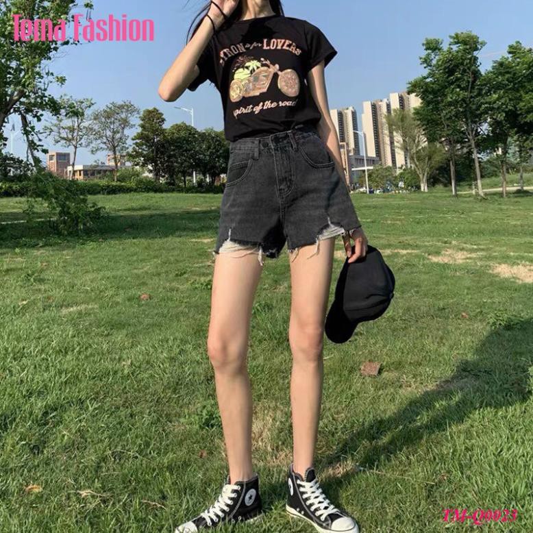 Quần short jean nữ TEMA - Quần đùi bò dày dặn rách gấu siêu cá tính | BigBuy360 - bigbuy360.vn