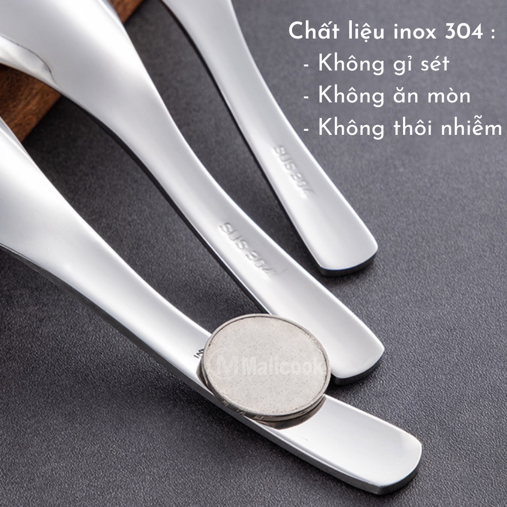 Thìa ăn phở, súp inox 304 Malicook  phong cách Châu Âu sang trọng cao cấp