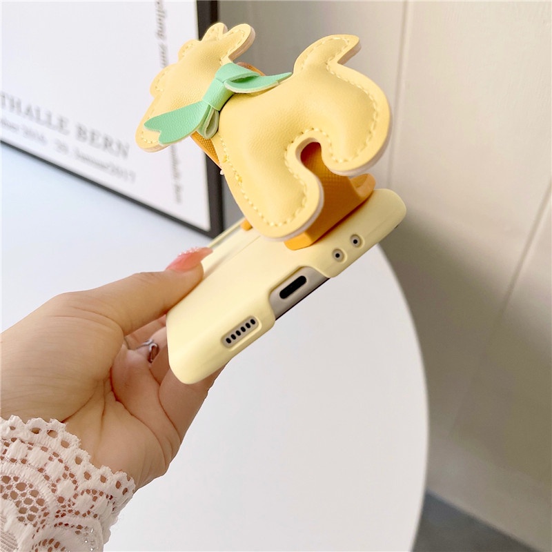 Macaron Color Giraffe Wrist Band Casing Samsung Galaxy Z Flip 4 Z Flip 3 5G Z Flip 3 Zflip3 Z Flip4 Shockproof Protective Samsung Z Flip4 Z Flip3 Phone Case