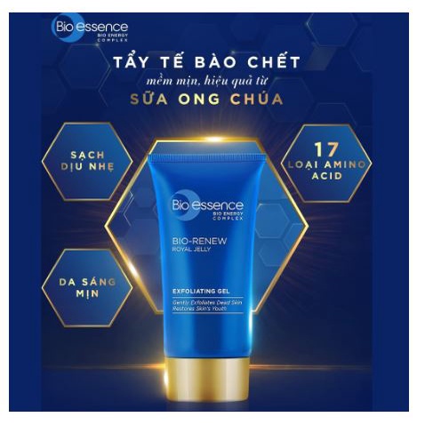 Gel tẩy tế bào chết dưỡng da tươi trẻ Bio Essence Bio-Renew tinh chất sữa ong chúa 60gr