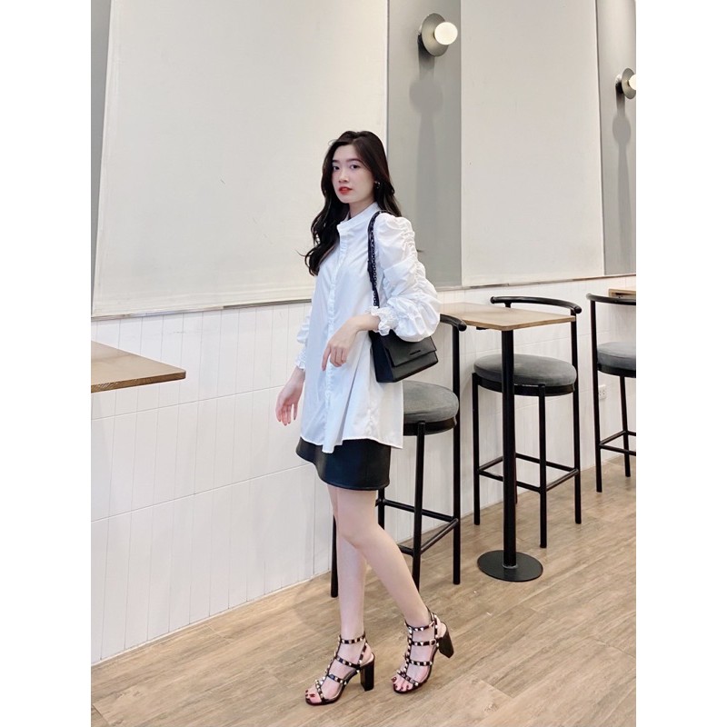 Sandal đinh Valen gót cao 3 màu kem - đen - trắng