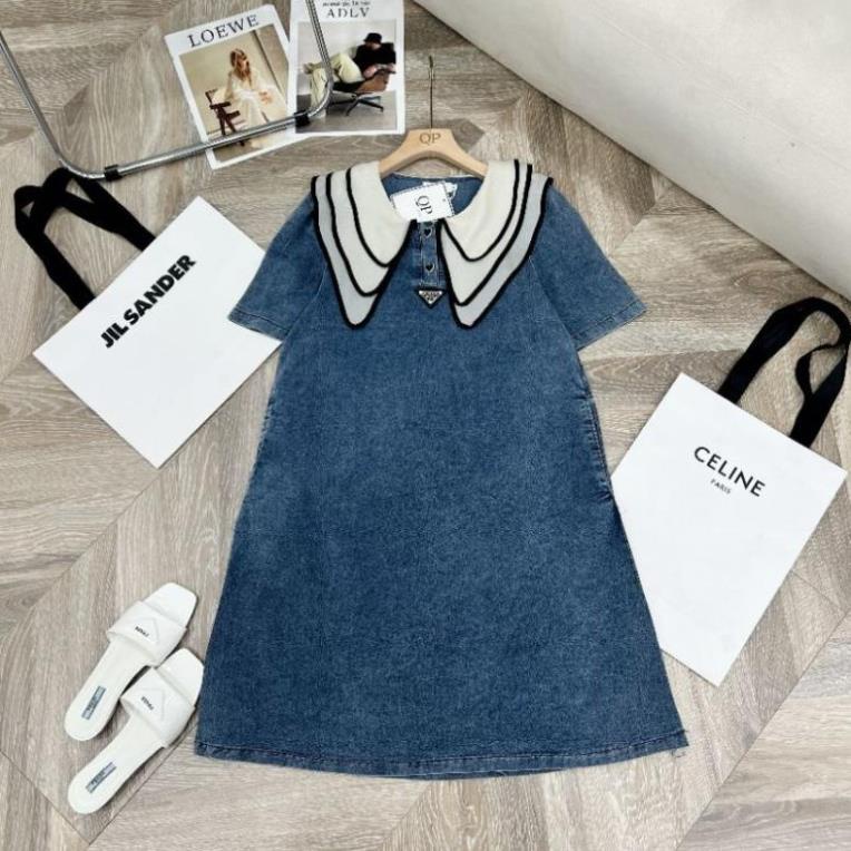 Đầm bầu thời trang dạo phố Chất Liệu Vải Bò Giấy mềm mịn tôn dáng