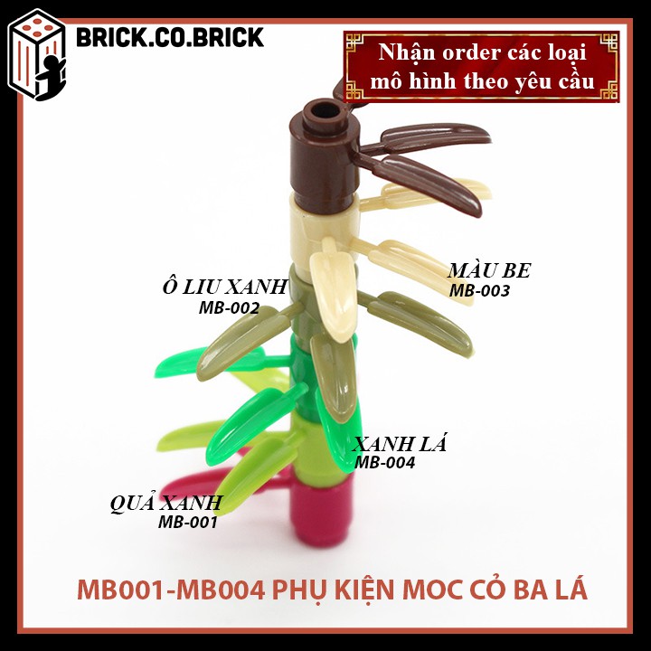 Phụ kiện MOC - Combo 10 Cỏ ba lá giá 5K- Đồ chơi lắp ráp minifig và non-lego mô hình sáng tạo trang trí - MB001-MB004