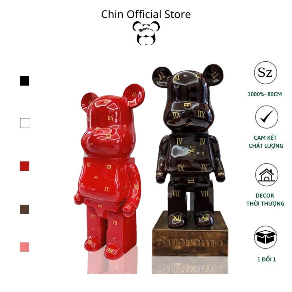Bearbrick sz 1000%, Gấu bearbrick cỡ lớn 80cm LV la mã 5 màu - Chin Official Store