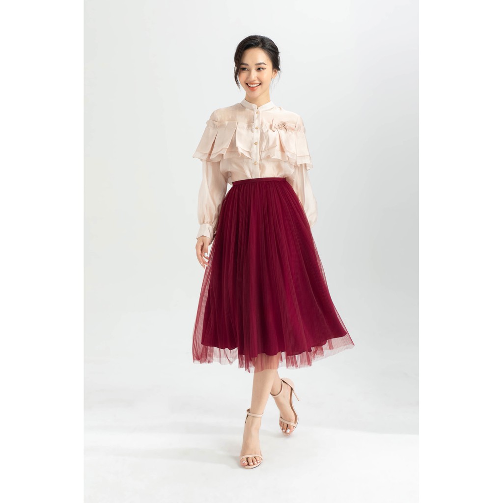 Chân váy xòe phủ lưới nữ IVY moda MS 31M6255