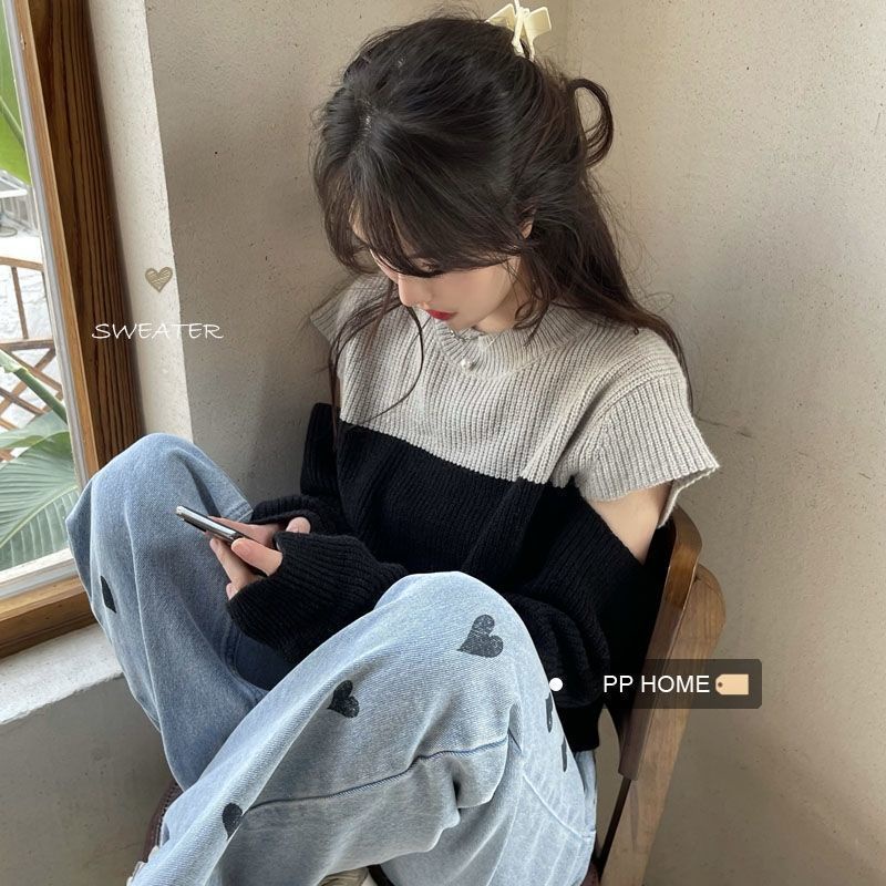 (Có ảnh thật) Áo len tay dài khoét vai ulzzang order