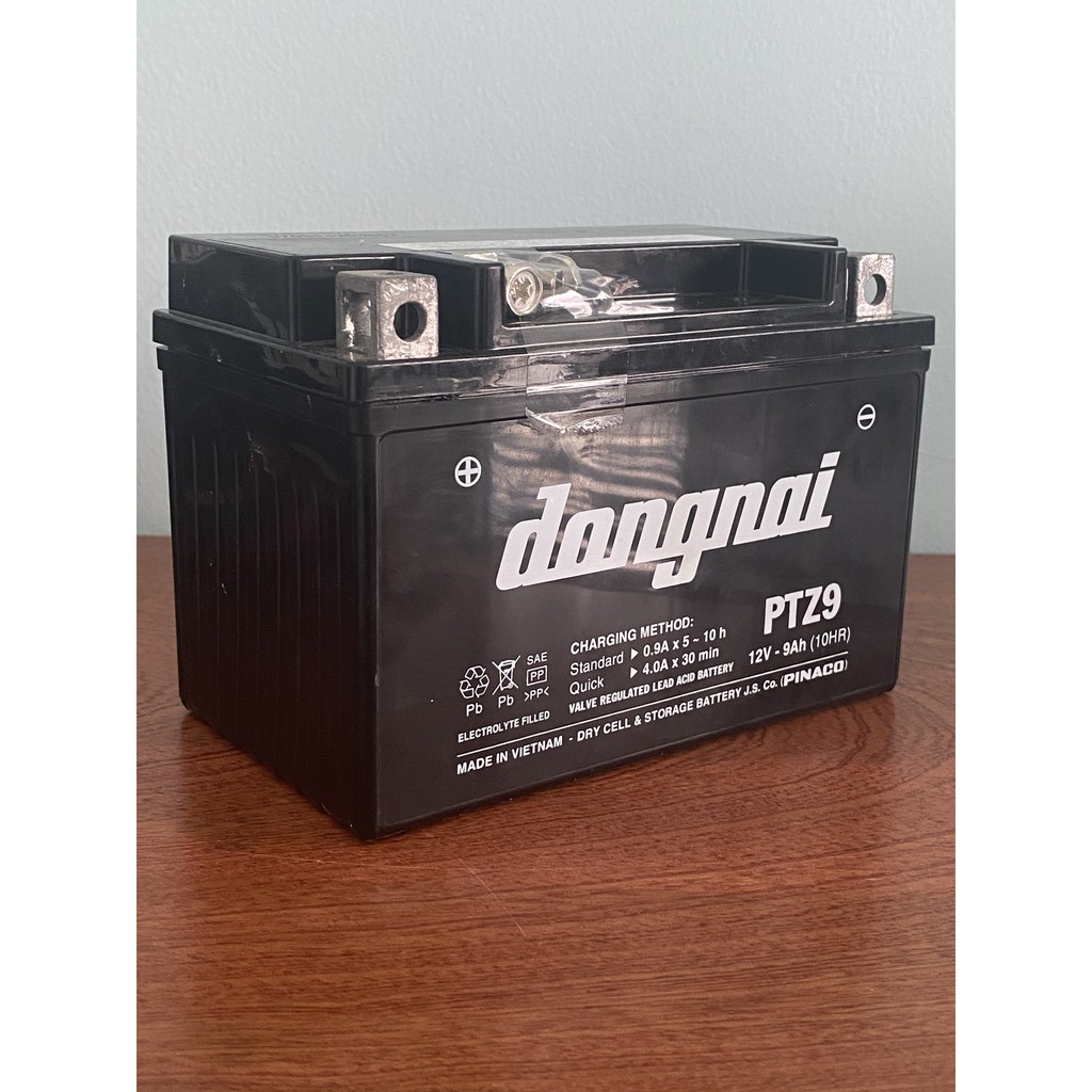 Bình ắc quy 12V Đồng Nai PTZ9, 12V - 9Ah dùng cho Honda Spacy, SYM Attila