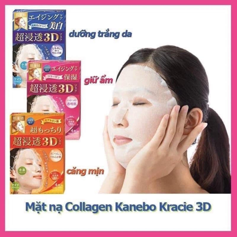 Mặt nạ Collagen Kanebo Kracie 3D Face Mask (nội địa Nhật) - 2in1 đắp cho mặt và vùng cổ luôn nha