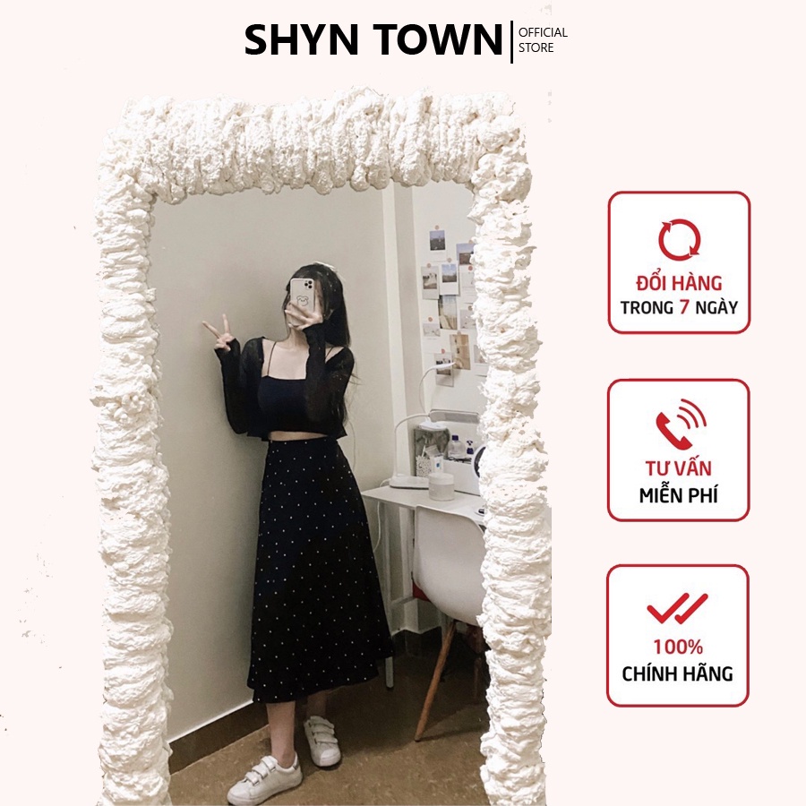 ☫✗Chân váy chấm bi, maxi chữ A dáng suông lưng cao hoạ tiết bi phong cách cổ điển nhẹ nhàng cho các bạn nữ