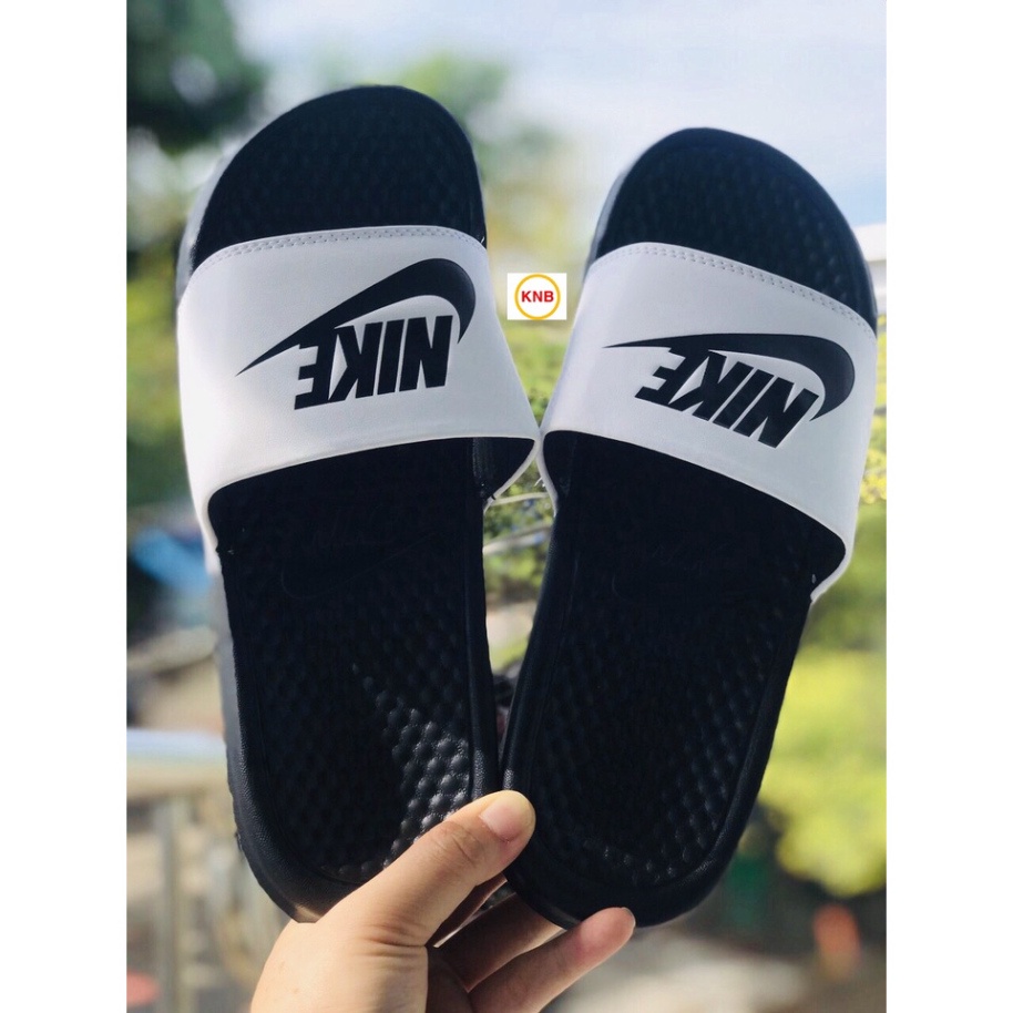 Dép nike nam, dép quai ngang nam nữ unisex nike benassi cartoon ❤️FREESHIP + Hộp❤️ đen quai trắng