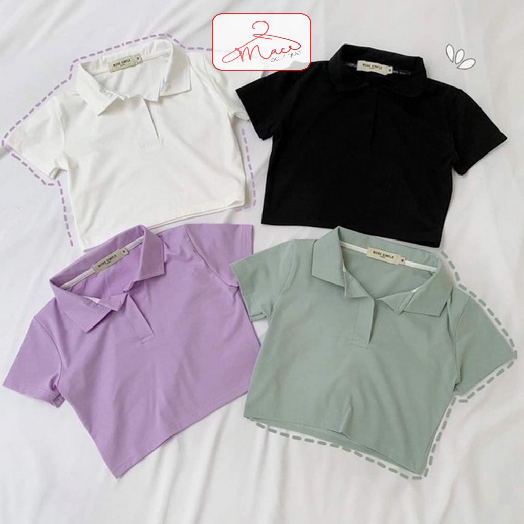 [bán lỗ lấy sao] Croptop nữ có cổ polo, áo crop cổ tròn unisex dáng ôm đẹp cotton co dãn thoáng mát Hàng loại 1 | BigBuy360 - bigbuy360.vn