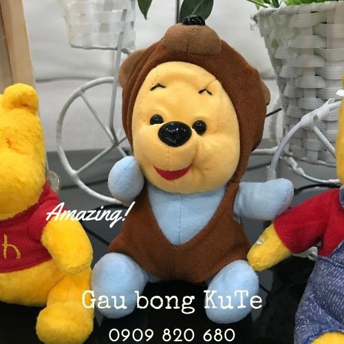 Gấu Bông - Gấu Pooh mini và 2 bé Sóc móc khóa