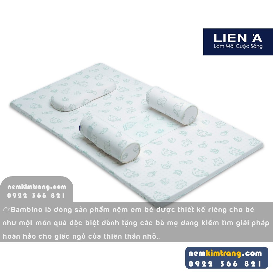 Nệm em bé cao su Liên Á Bambino (02cm - Nhiều kích thước) - NGỦ NGON, ÊM ÁI