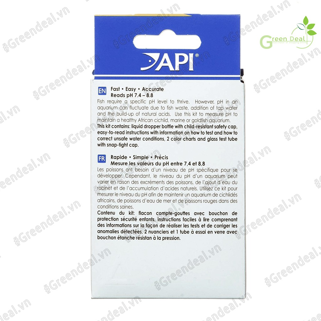 API - High Range pH Test Kit | Bộ đo pH 7.4-8.8 của nước hồ cá thuỷ sinh, hồ cá biển, hồ cá Koi