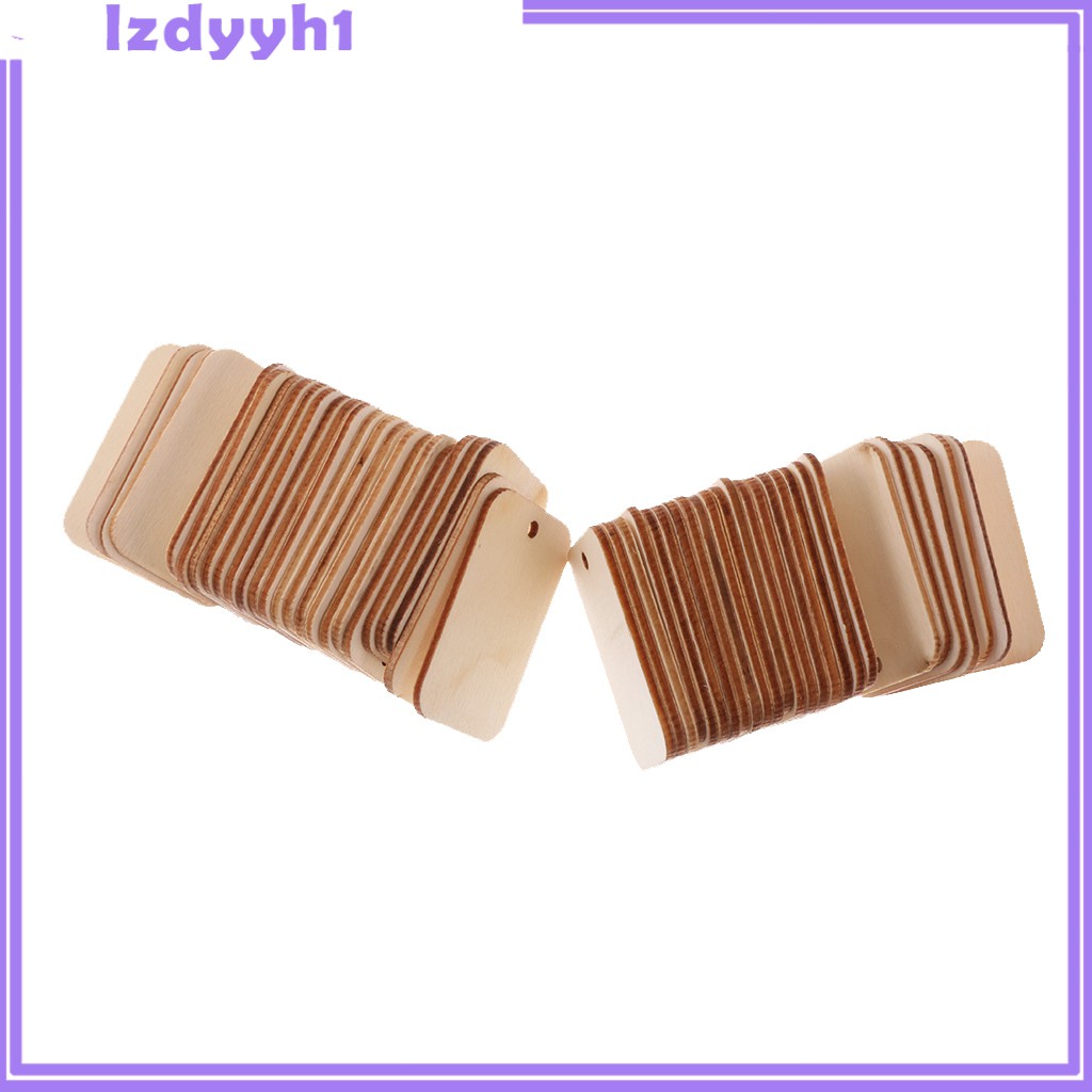 Set 100 Thẻ Gỗ Hình Chữ Nhật Màu Trắng Và Tự Nhiên Dùng Làm Đồ Thủ Công