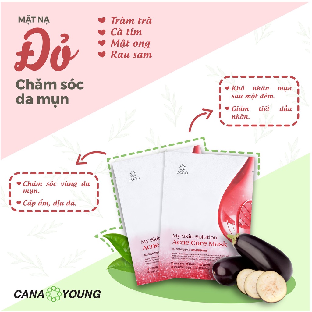 Mặt Nạ Giấy Chăm Sóc Da Toàn Diện Giúp Dưỡng Trắng, Cấp Ẩm Từ 100% Thiên Nhiên Hàn Quốc Cana My Skin Solution | BigBuy360 - bigbuy360.vn