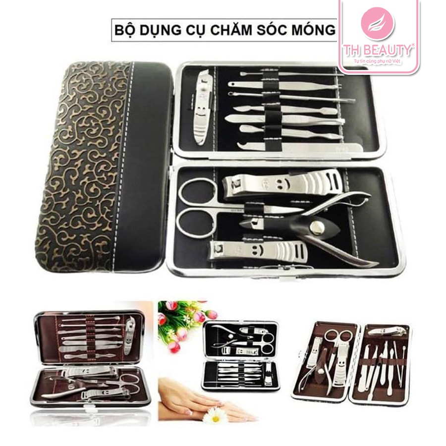 &lt;THẬT 100%&gt; Bộ dụng cụ, kiềm chăm sóc móng 12 món bộ lớn