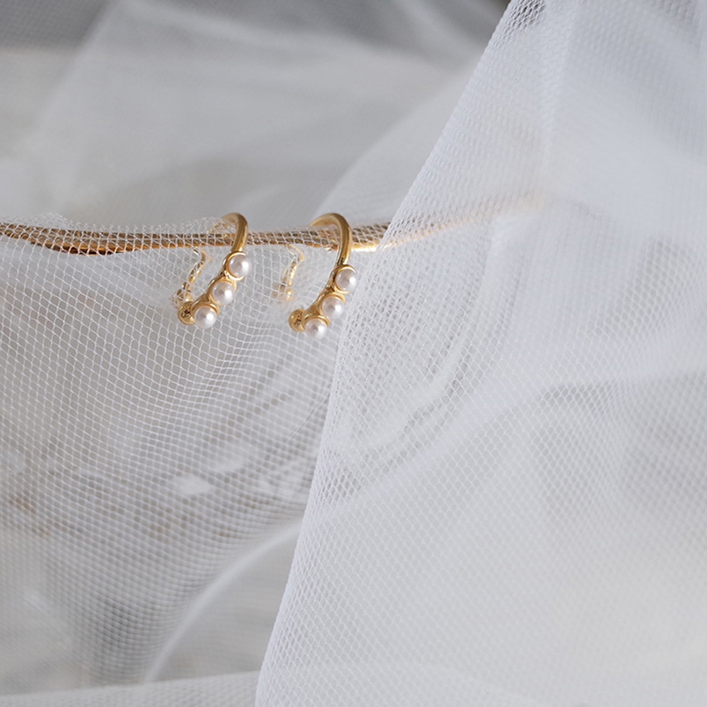 Khuyên kẹp tai đính ngọc trai giả mini có thể chỉnh phong cách Hàn Quốc hợp thời trang