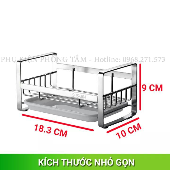 [LOẠI ĐẸP] Kệ Inox SUS 304 Để Đồ Rửa Chén Bát Chống Hoen Rỉ - Để Lên Bồn Rửa hoặc Dán Tường