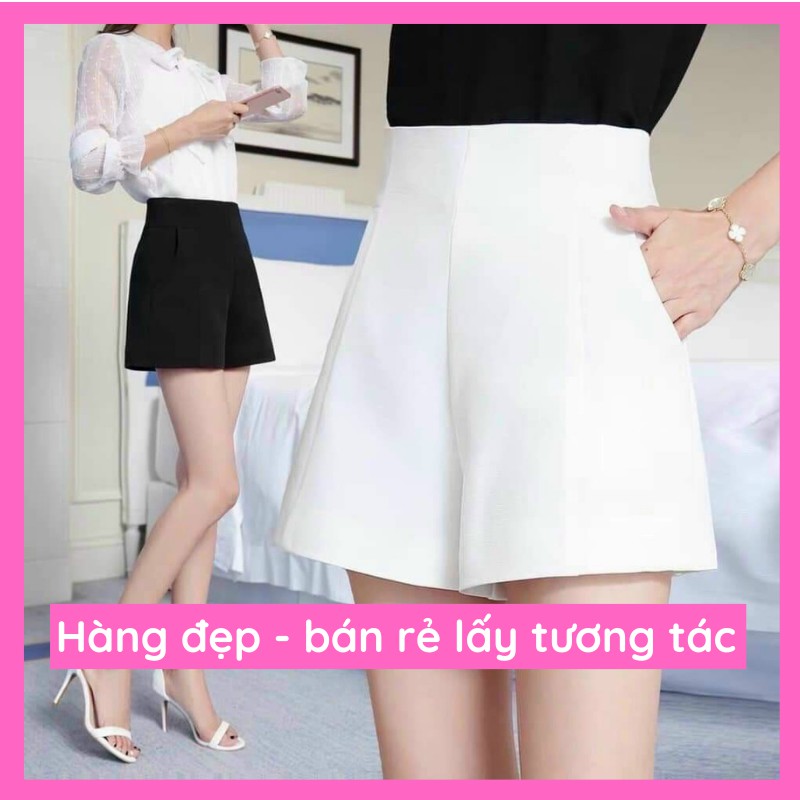 Quần short đùi nữ lưng cao kaki ống rộng mặc nhà thoải mái HN CLOTHING Q1