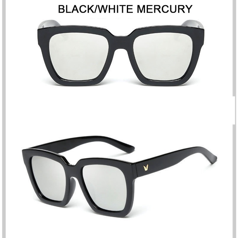 Hàng Có Sẵn Kính Mát Vuông Chống Tia UV Thiết Kế Logo Vàng Chữ V Thời Trang Retro Sang Trọng Cho Nam Nữ Lái Xe