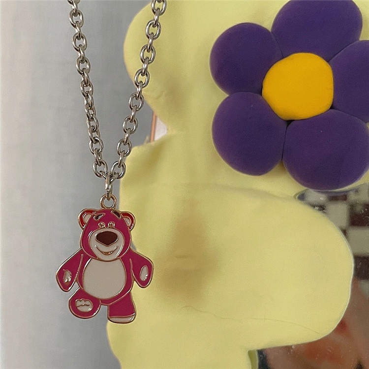 Vòng cổ Mặt Gấu Hồng Dễ Thương Phong Cách Hip Hop Dành Cho Học Sinh