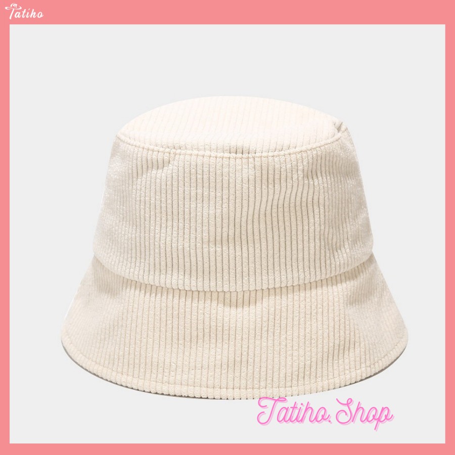 [Hàng Xịn, Giá Tốt] Nón Bucket (Mũ Vành) Unisex Ngắn Họa Tiết  Sọc Trơn Phong Cách Hàn Quốc - Chất Liệu Nhung - Mã NV026
