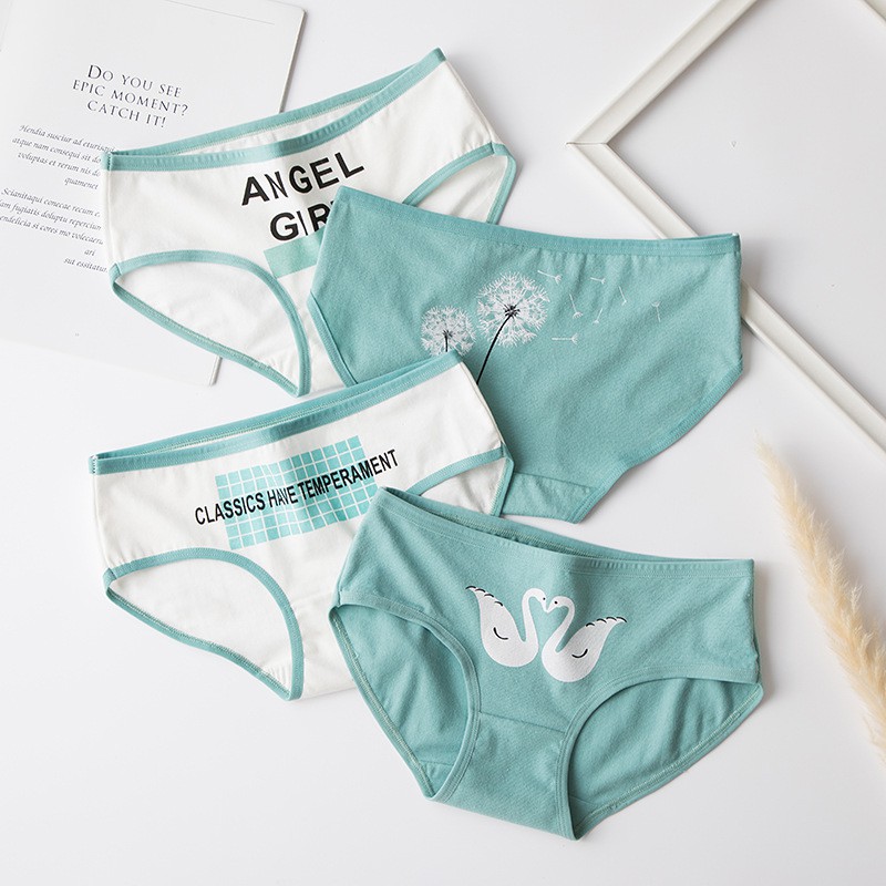 Set 4 quần lót thiên nga màu xanh lá