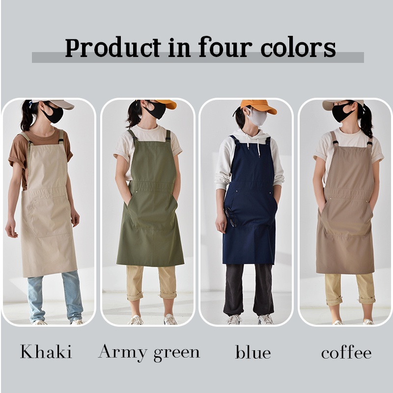 Tạp Dề Cotton Chống Thấm Nước Phong Cách Nhật Hàn Dành Cho Nhân Viên Phục Vụ Nhà Hàng