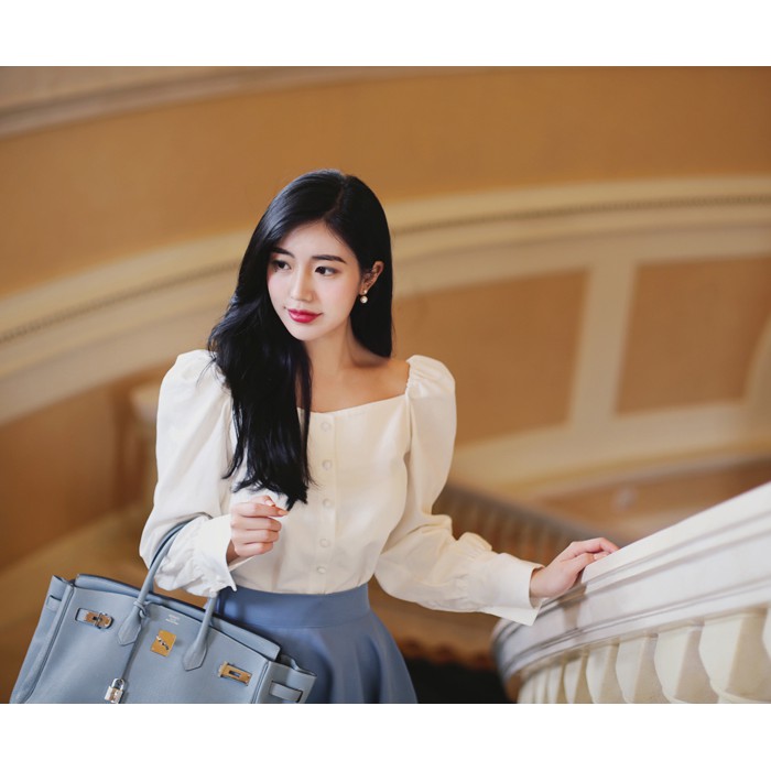Sơ Mi Công Sở Nữ Tay Phồng Kiểu Hàn Quốc, Áo Trắng Tiểu Thư Thời Trang Quyên Fashion AA QUYÊN 004