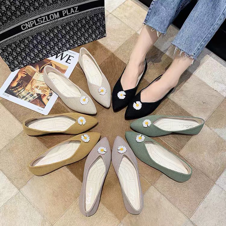 (S79) Giầy búp bê VÂN LEN TĂM tag hoa cúc (mã 2228) | BigBuy360 - bigbuy360.vn