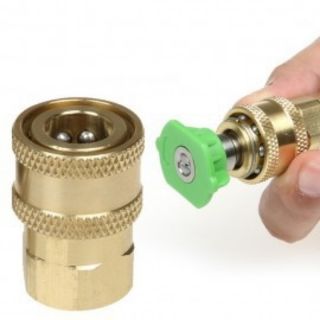 Đầu nối nhanh 14mm - Khớp nối nhanh béc súng xịt của máy rửa xe - Đầu cái nối nhanh 1/4 - Ren nối súng 14mm