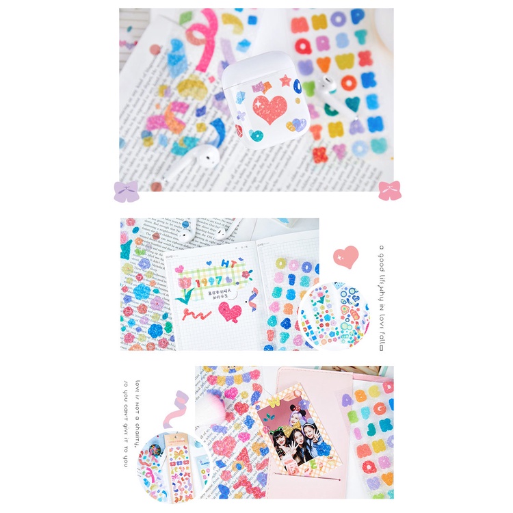 Flowertree Sticker Miếng dán trang trí sổ nhật ký họa tiết màu laser xinh xắn