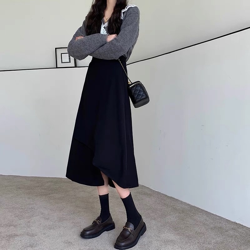 Chân váy NZN lưng cao màu trơn thiết kế mới thời trang mùa thu cho nữ