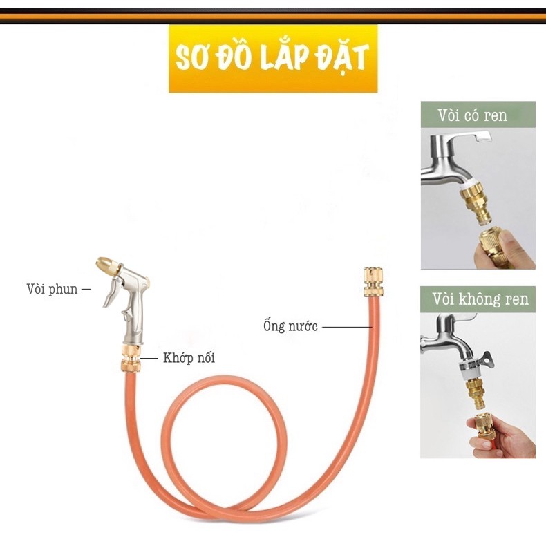 Bộ vòi rửa xe tăng áp, vòi tưới cây LIONKING CURE