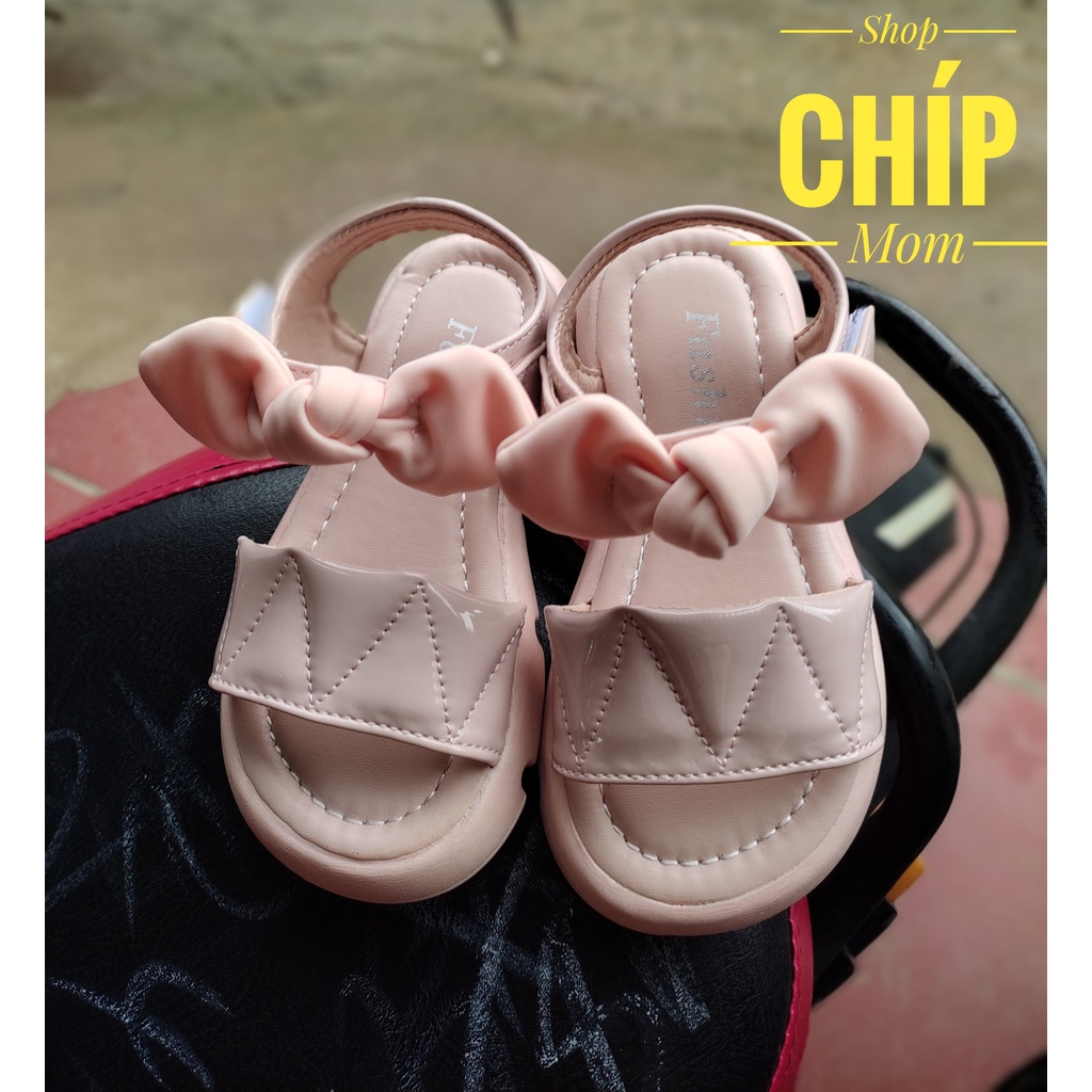 sandal bé gái dép quai hậu bé đi học nơ quai ngang công chúa da PU bóng mềm siêu nhẹ full box 6887 ( có video ảnh thật )